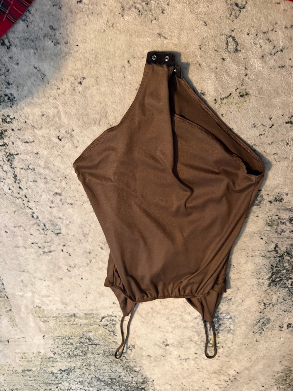 gaze Chocolate Brown One-Shoulder Bodysuit